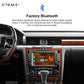 JoyeAuto Volkswagen Phaeton CarPlay retrofit showing music playback on the original factory display, with factory Bluetooth audio integration and an in-car music control interface.