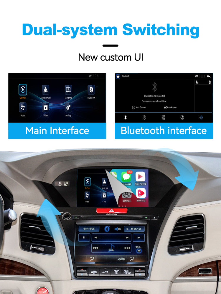 1. Acura dual-system switching between the original infotainment system and custom CarPlay interface


星期四17:29