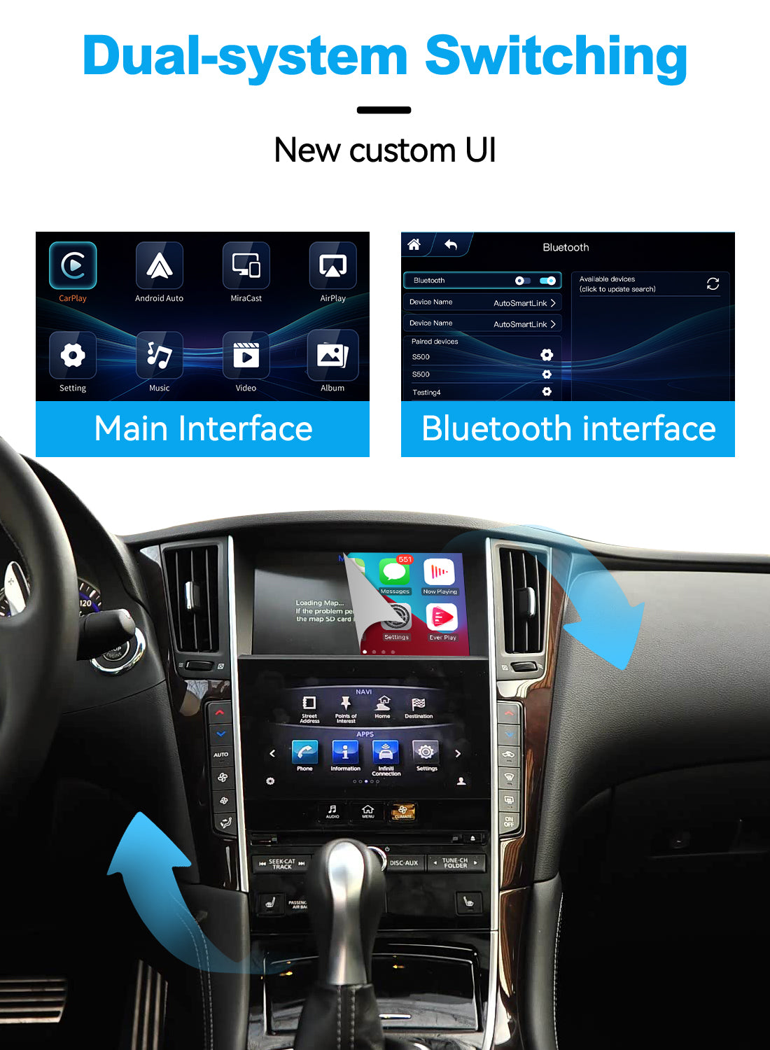 (WZIN-4) New JoyeAuto Carplay Module Retrofit for 2013-2015 Infiniti Q50 Q60 Q50L WiFi Wireless Apple CarPlay AirPlay Android Auto Interface - detail 3