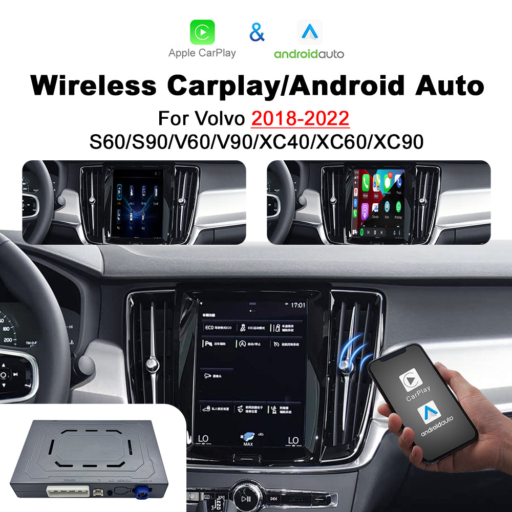 Apple CarPlay Android Auto Interface for 2018-2022 volvo S60/S90/V60/V90/XC40/XC60/XC90 - Wireless & Wired (WJVO-2)
