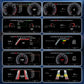 Joyeauto 12.3-inch Linux digital instrument cluster for Audi A4 (2009-2012), showcasing multiple customizable virtual cockpit display themes, driving information layouts, wireless CarPlay, Android Auto, and advanced digital dashboard functionality.
