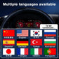 Skoda Fabia virtual cockpit dashboard featuring multiple language interface options with wireless CarPlay and Android Auto